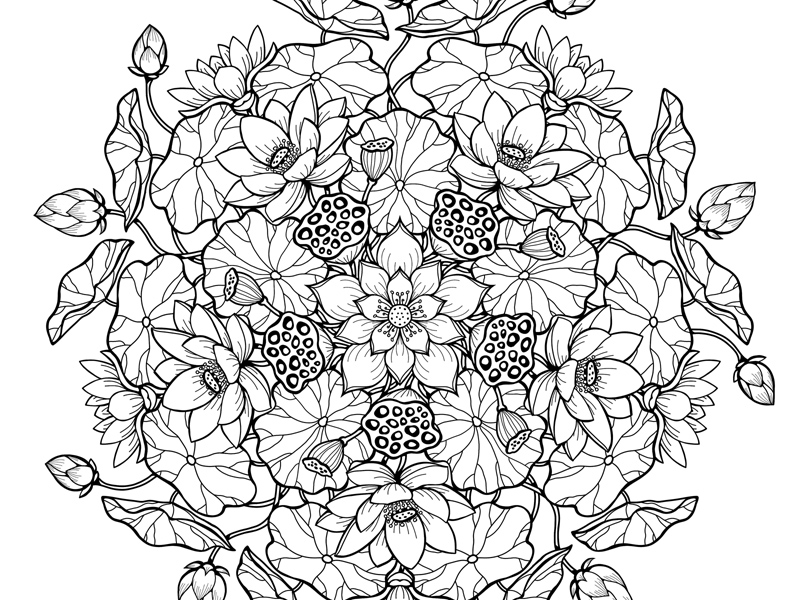 Lotus mandala printable coloring page