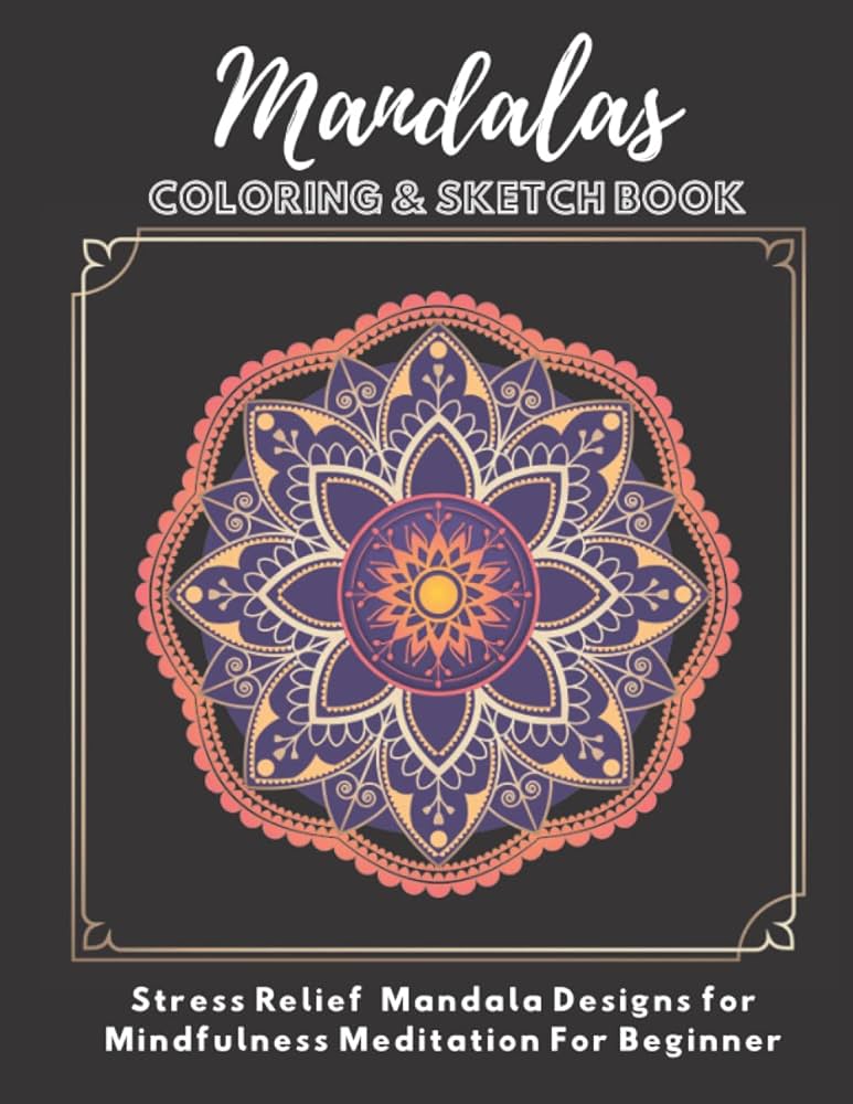 Simple mandalas coloring book with easy and simple beautiful mandala designs patterns for kids or adults with radial symmetry grid paper