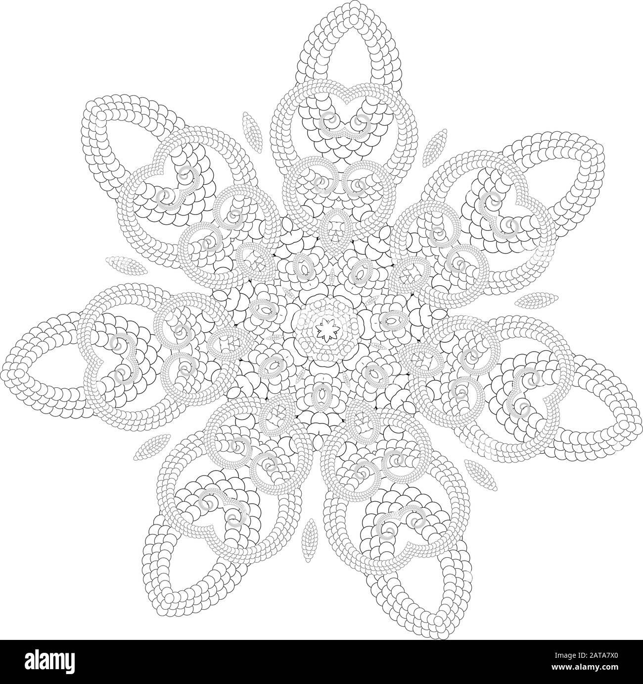 Vector delicate mandala art adult coloring outline page hi