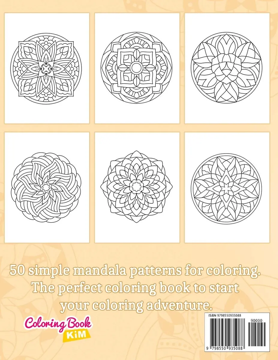 Simple mandalas coloring book with easy and simple mandala patterns for kids or