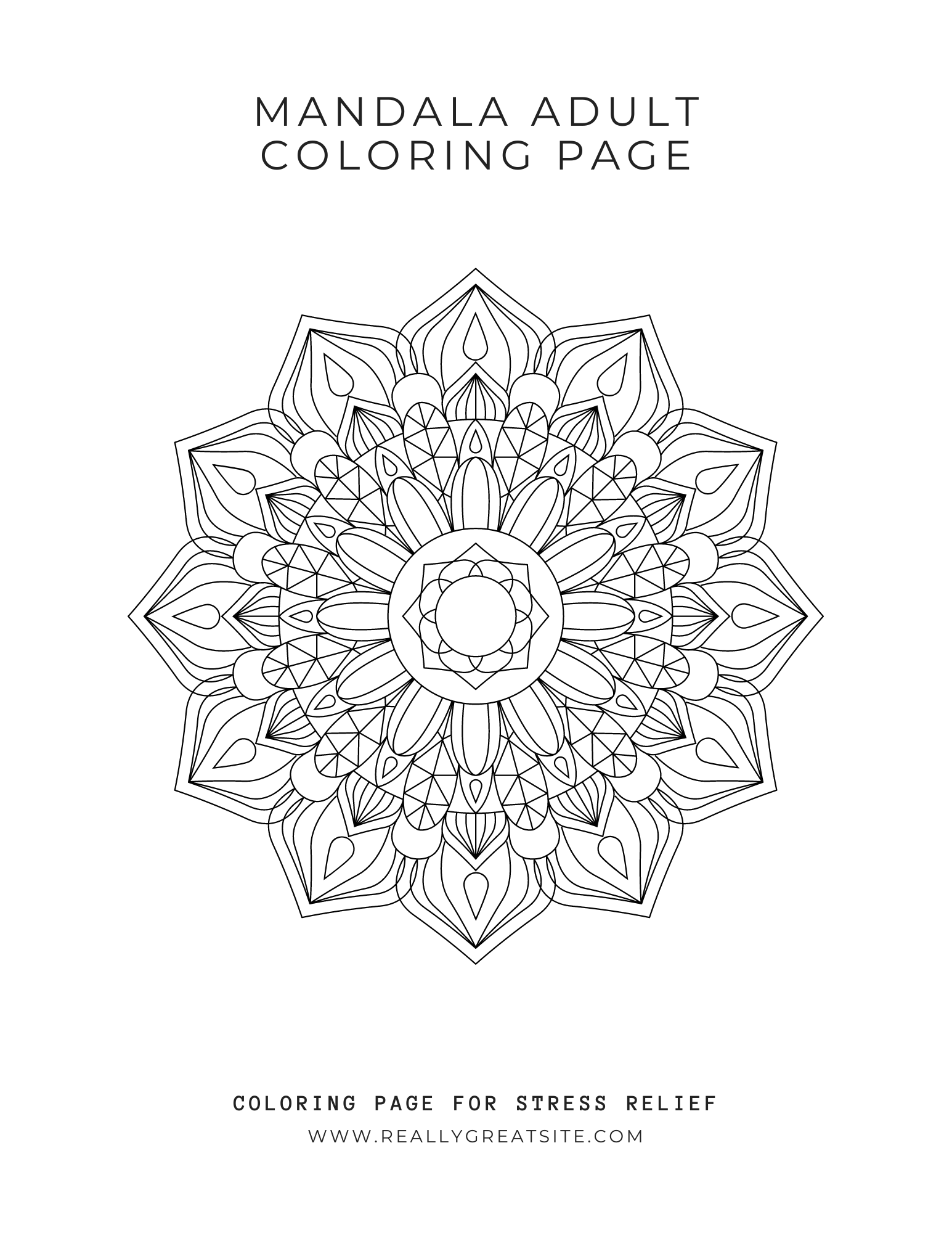Mandala coloring page for stress relief