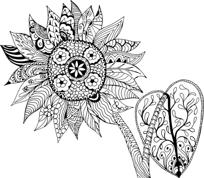 Sunflower mandala coloring page