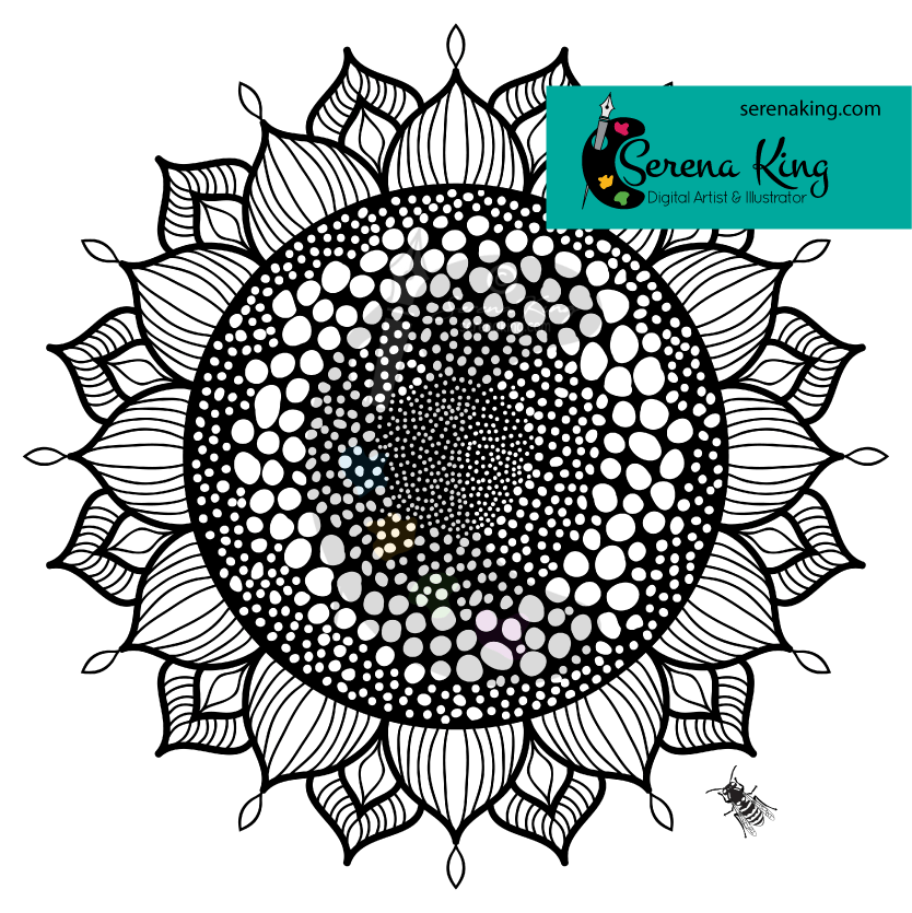 Sunflower mandala coloring page b â serena king