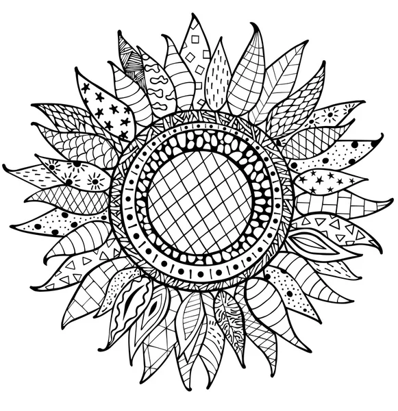 Hand drawn zentangle sunflowers ornament for coloring book stock vector by luaeva