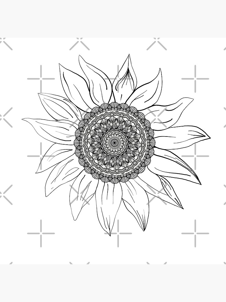 Sunflower mandala art board print for sale by jurafficart