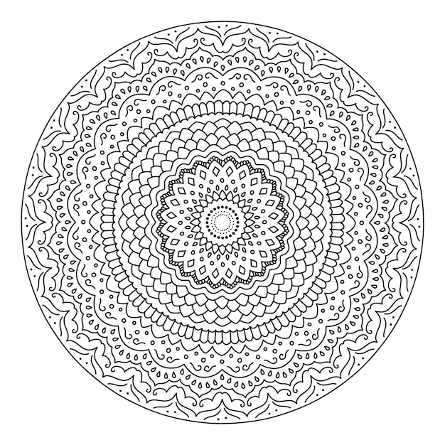 Premium vector round sunflower mandala ornament coloring book drawing