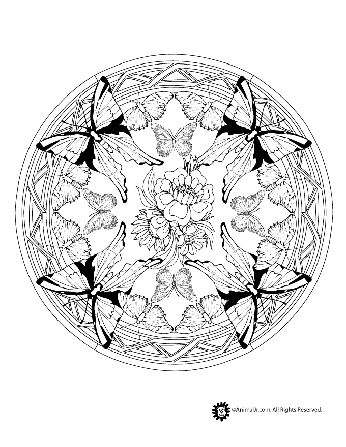 Animal mandala coloring pages animal jr