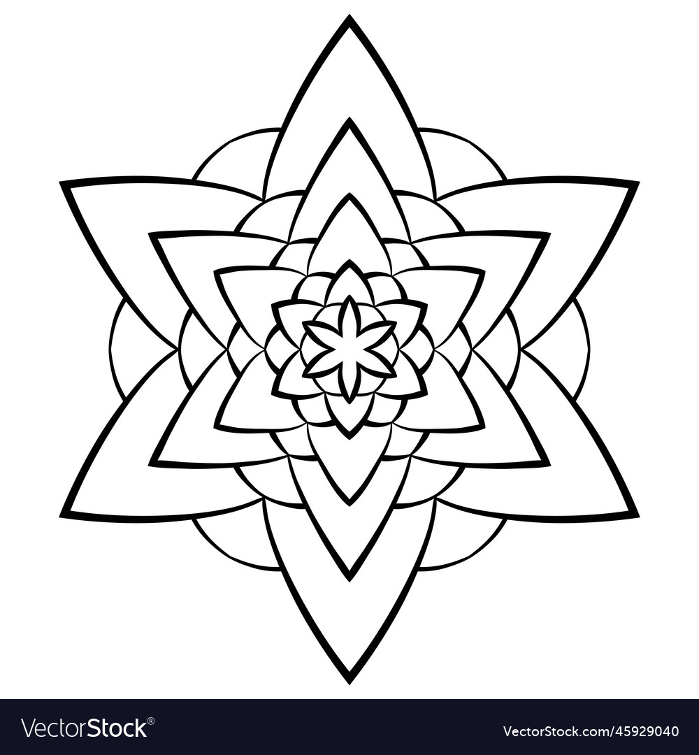 Flower mandala coloring page simple symmetric vector image