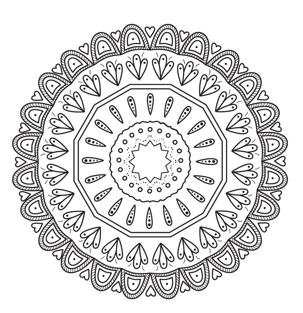 Free printable mandala flower coloring page