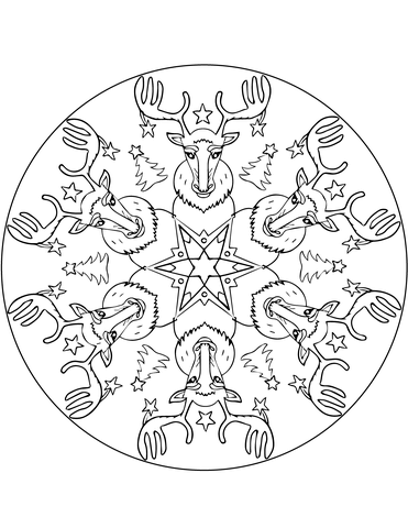 Christmas mandala with reindeers coloring page weihnachtsmalvorlagen weihnachten zum ausmalen weihnachtsfarben