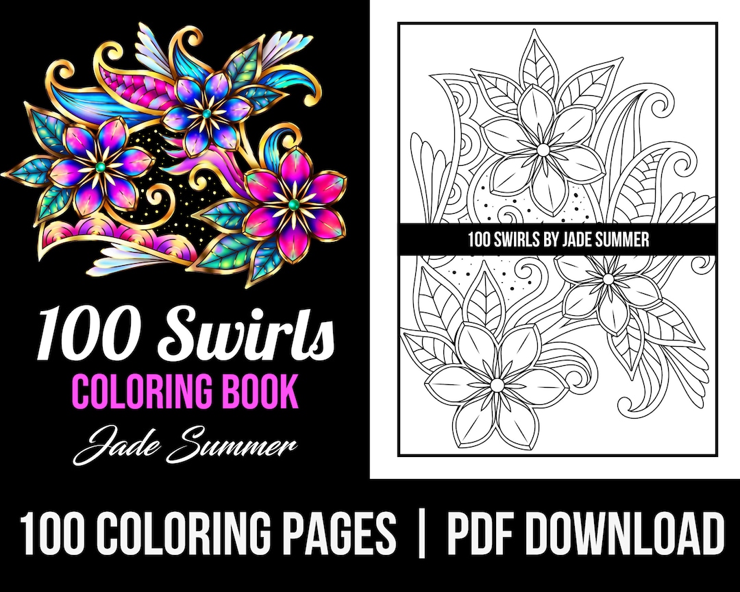 Pattern coloring pages swirls adult coloring book by jade summer digital coloring pages printable pdf download