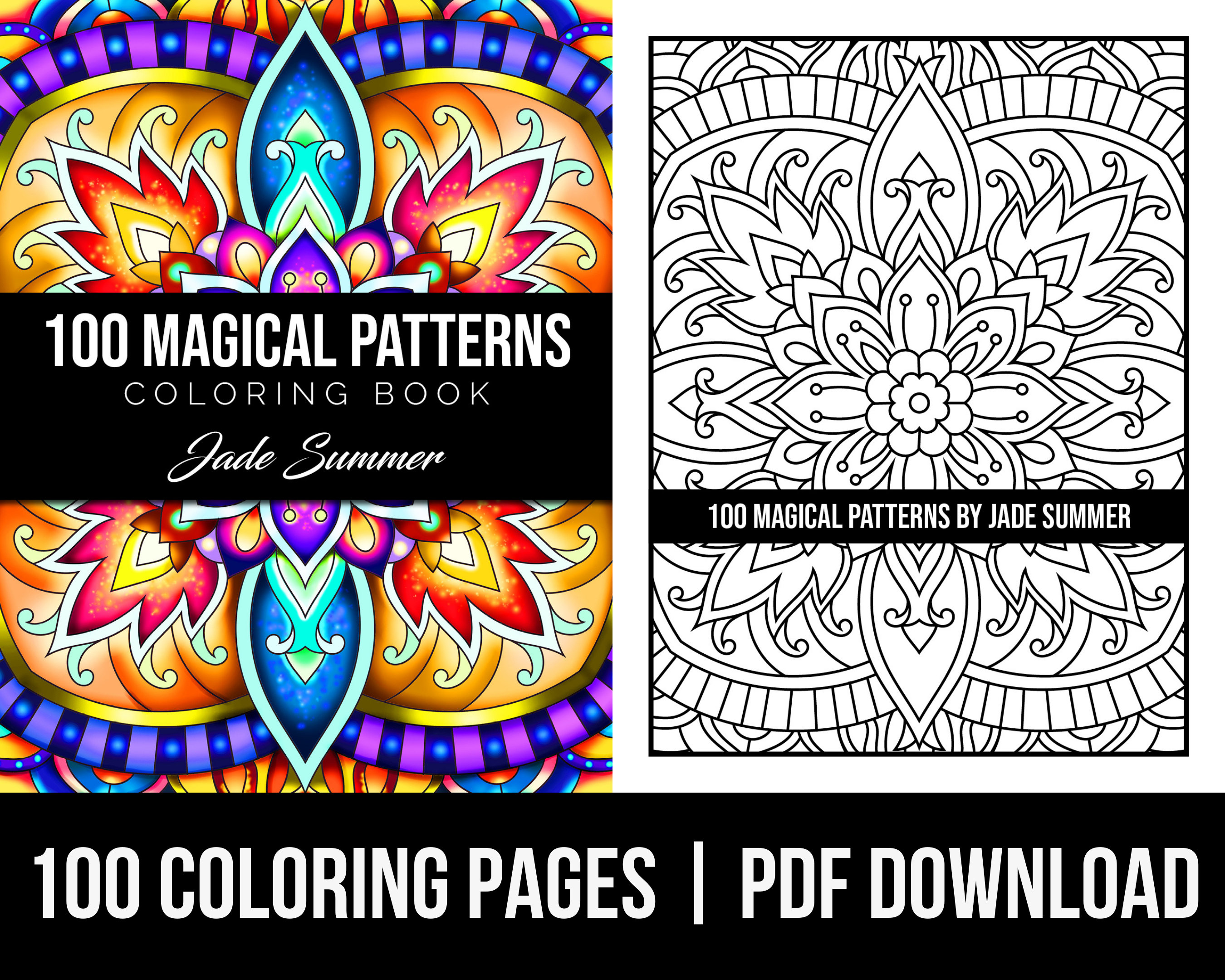 Mandala coloring pages magical patterns adult coloring book by jade summer digital coloring pages printable pdf download