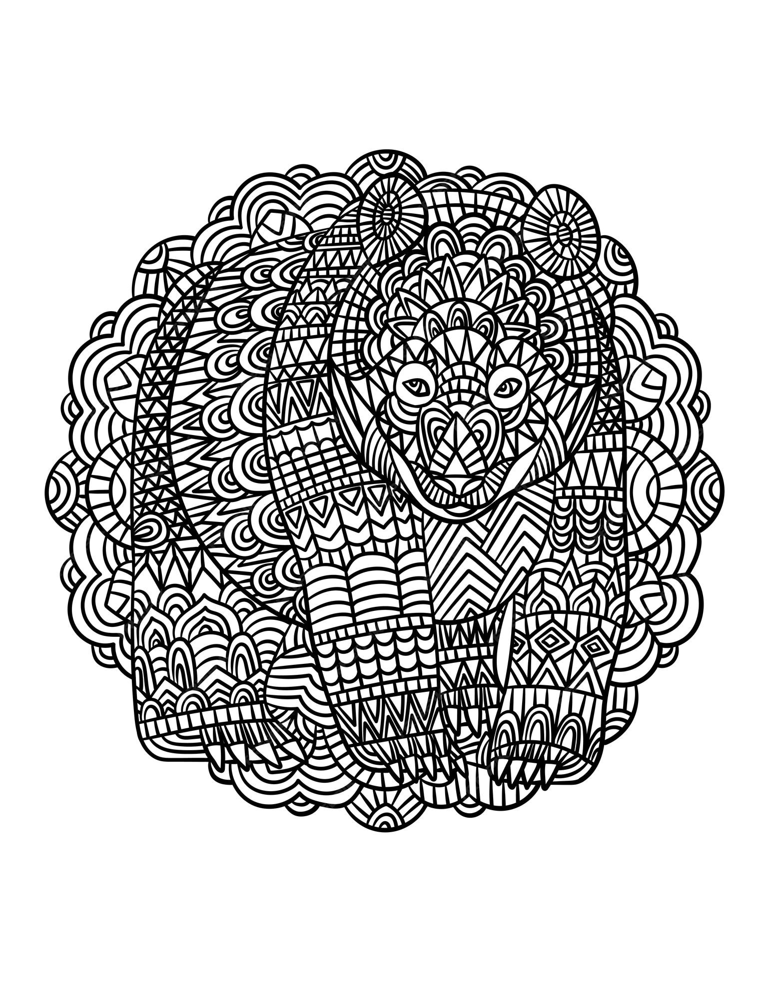 Premium vector bear mandala coloring pages for adults