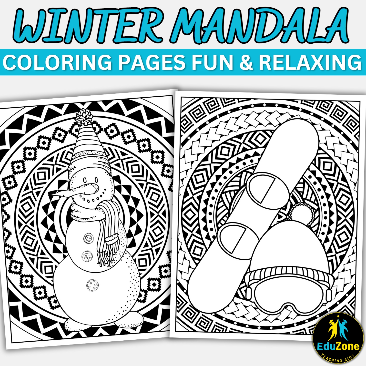 Printable winter mandala coloring pages