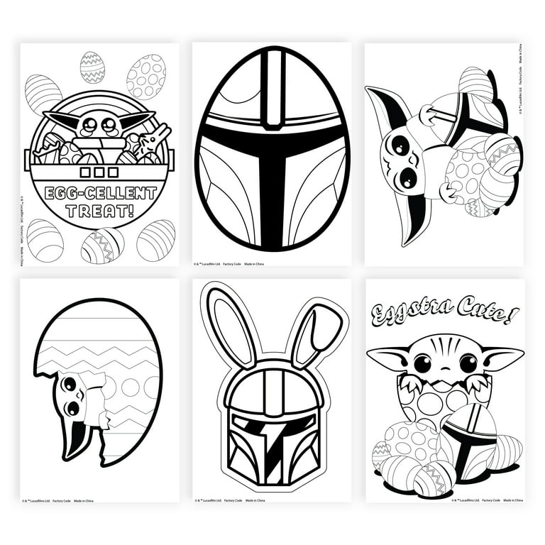 Disney the mandalorian plastic easter egg activity set includes coloring sheets stickers markers crayons