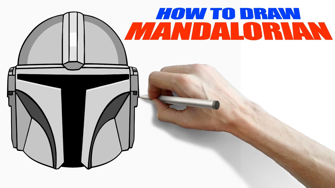 How to draw mandalorian from star wars mandalorian helmet drawing