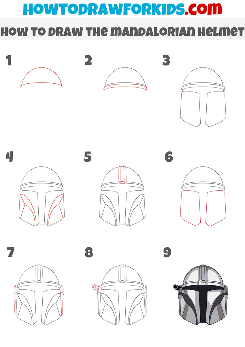 How to draw the mandalorian helmet