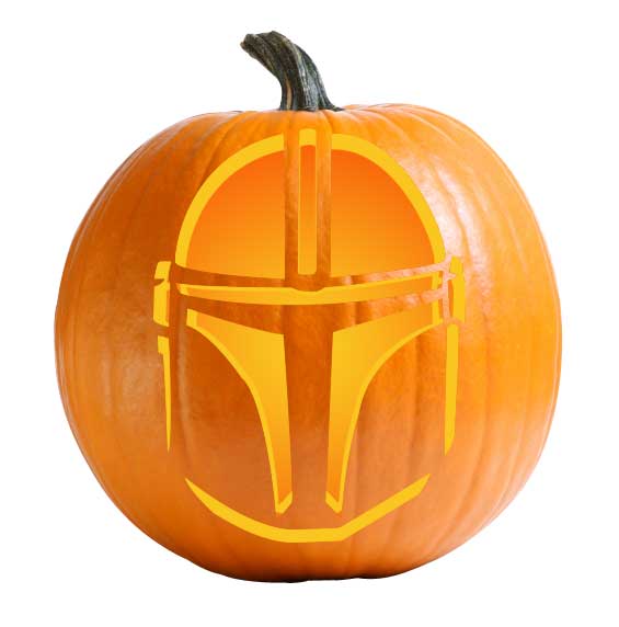 Mandalorian pumpkin carving stencil