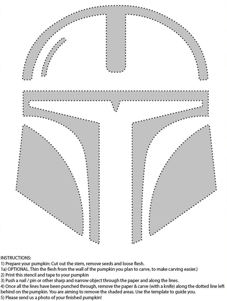 Star wars mandalorian free pumpkin stencil