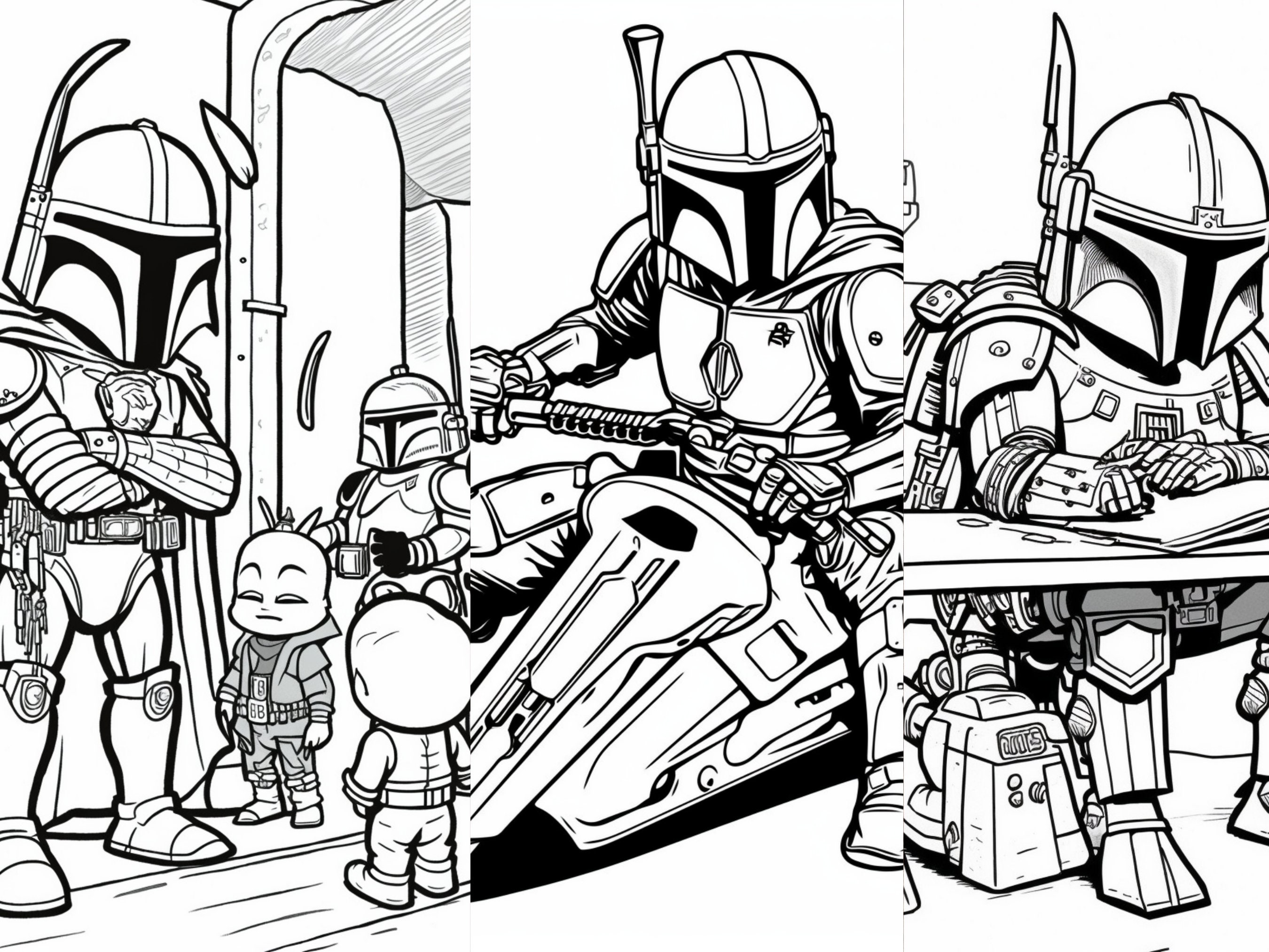 Printable mandalorian and grogu coloring pages for kids