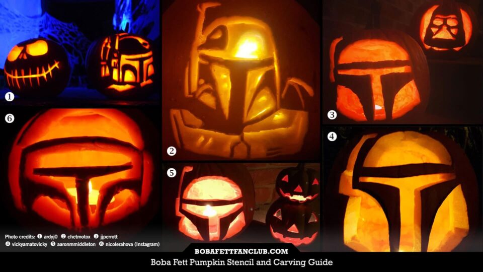 Boba fett pumpkin stencil and carving guide