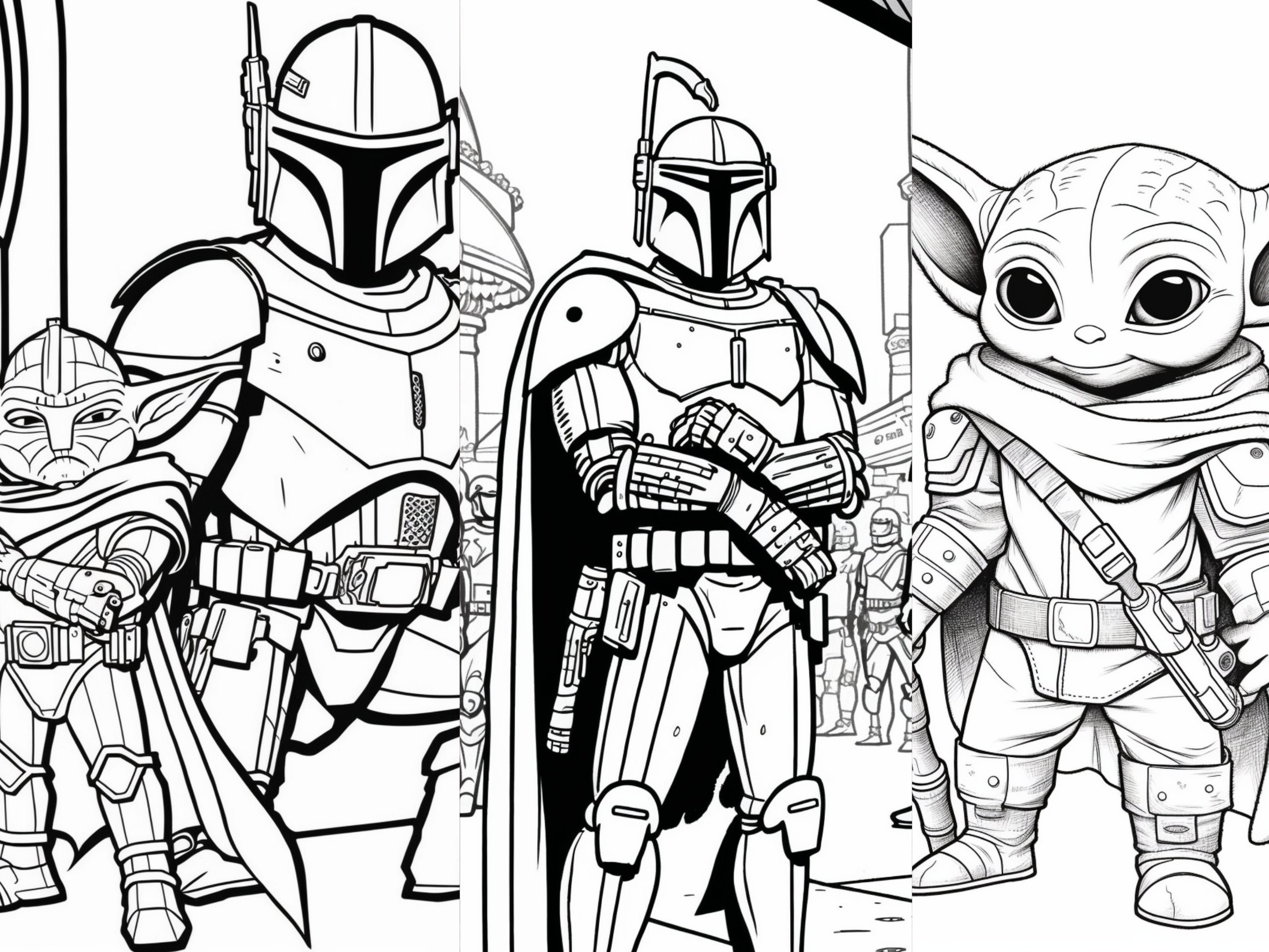 Printable mandalorian and grogu coloring pages for kids