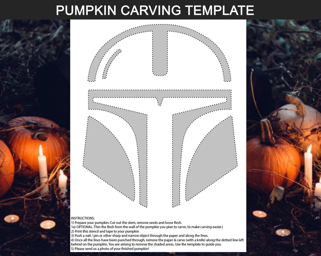 Mandalorian pumpkin stencils