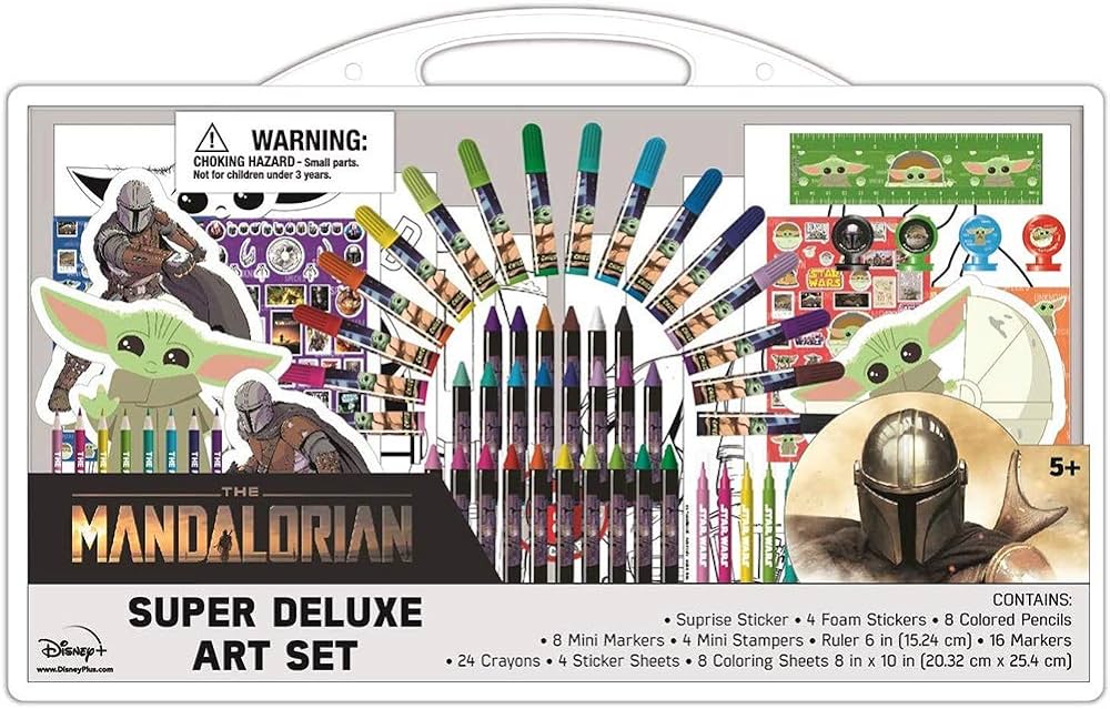 Innovative designs star wars mandalorian baby yoda super deluxe art supplies set wcoloring pages stampers stickers toys