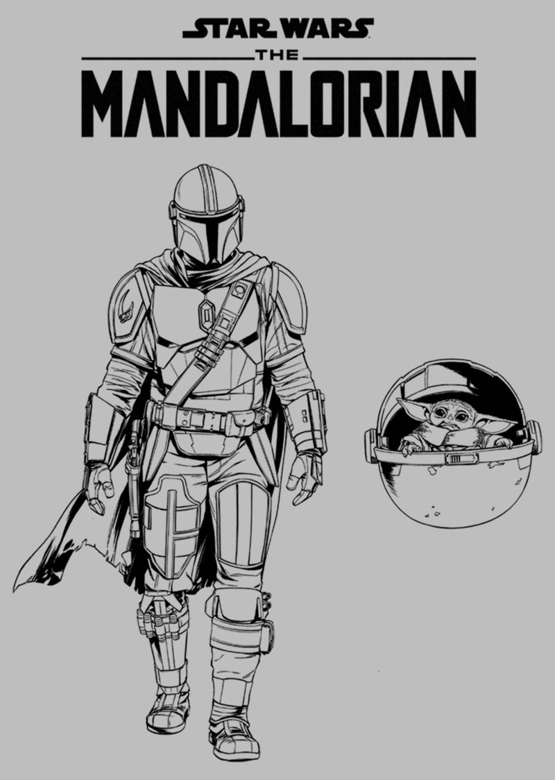 Mens star wars the mandalorian grogu and din djarin black and white â fifth sun