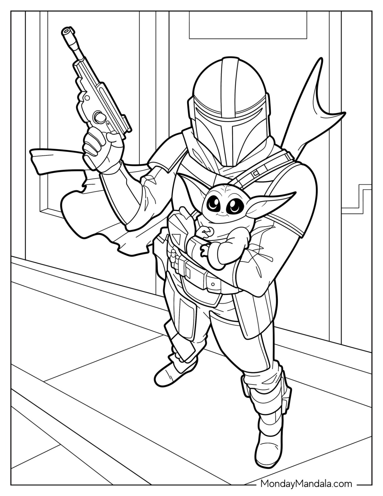 Mandalorian coloring pages free pdf printables