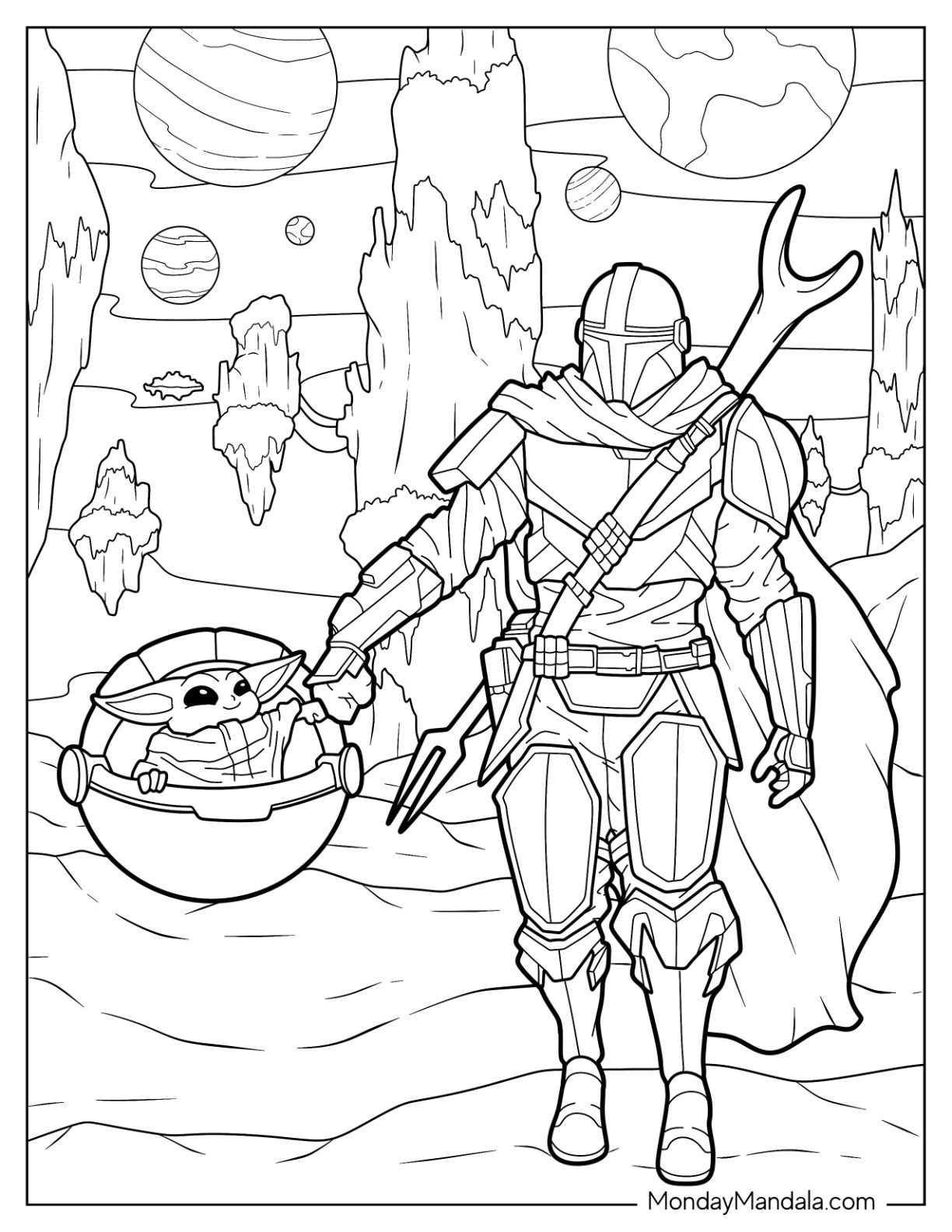 Mandalorian coloring pages free pdf printables