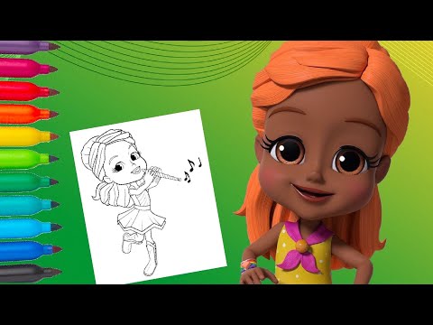 Rainbow rangers mandarin orange playing music coloring for kids