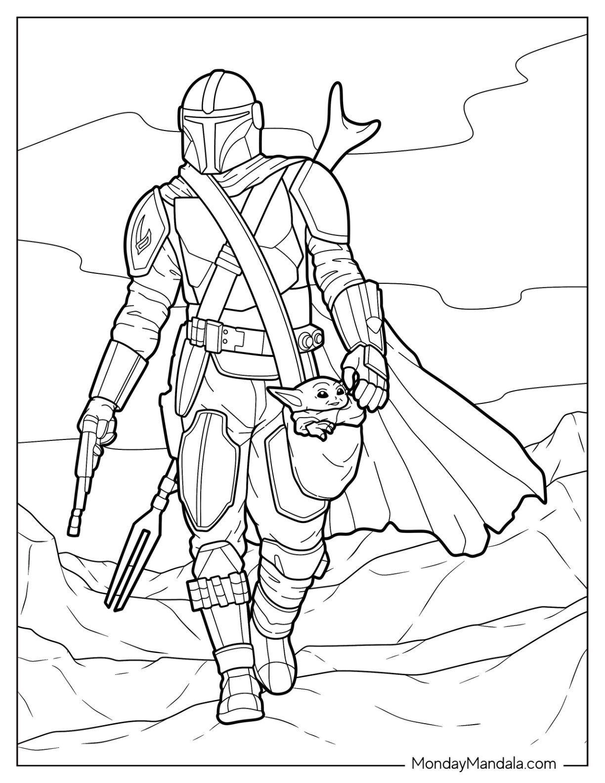 Mandalorian coloring pages free pdf printables