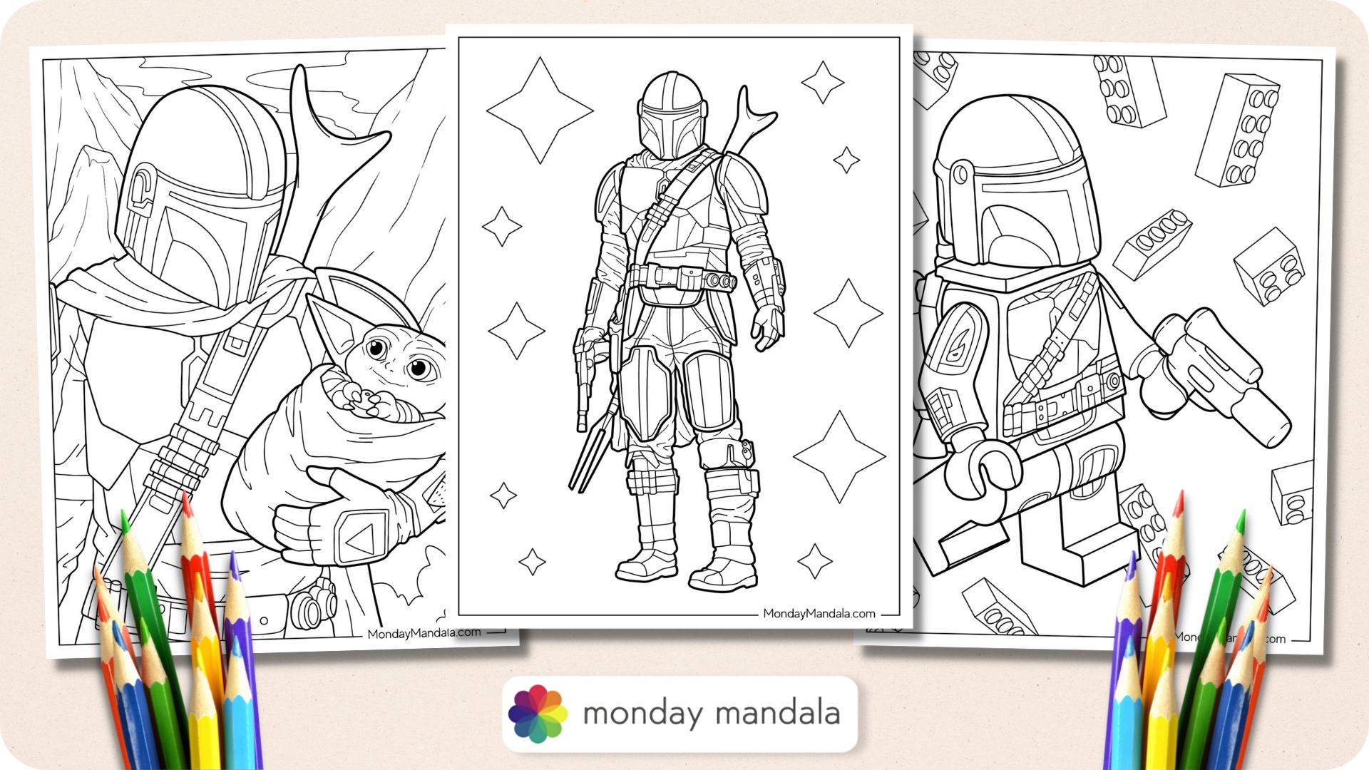 Mandalorian coloring pages free pdf printables