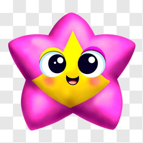 Download smiling pink star on black background png online