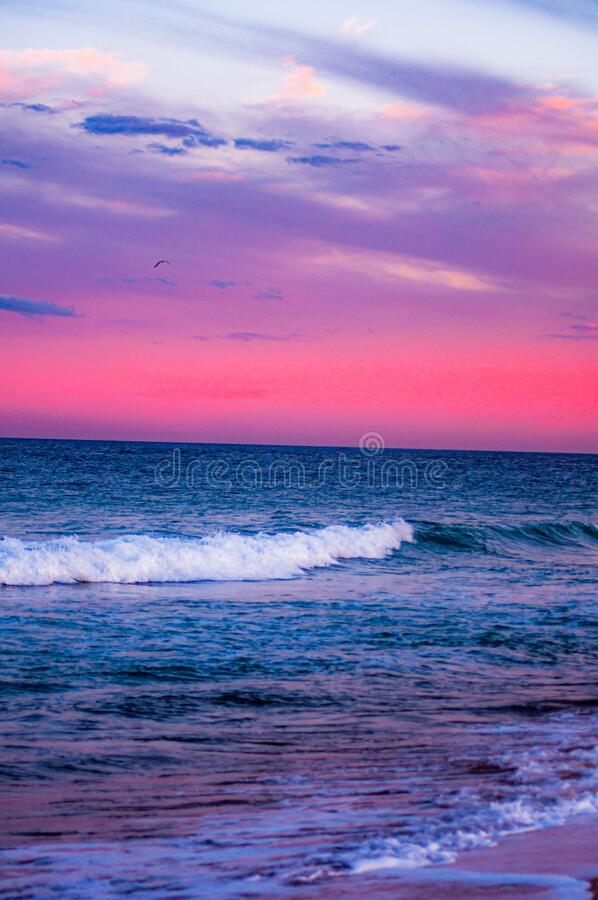 Beautiful Morning Sunrise, Blue Sea, Pink Sky, White, 49% OFF