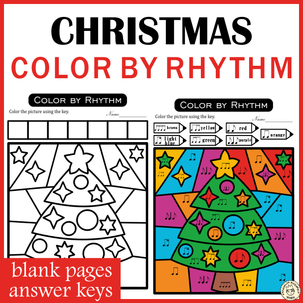 Christmas music coloring sheets color by rhythm color by code made by teachers