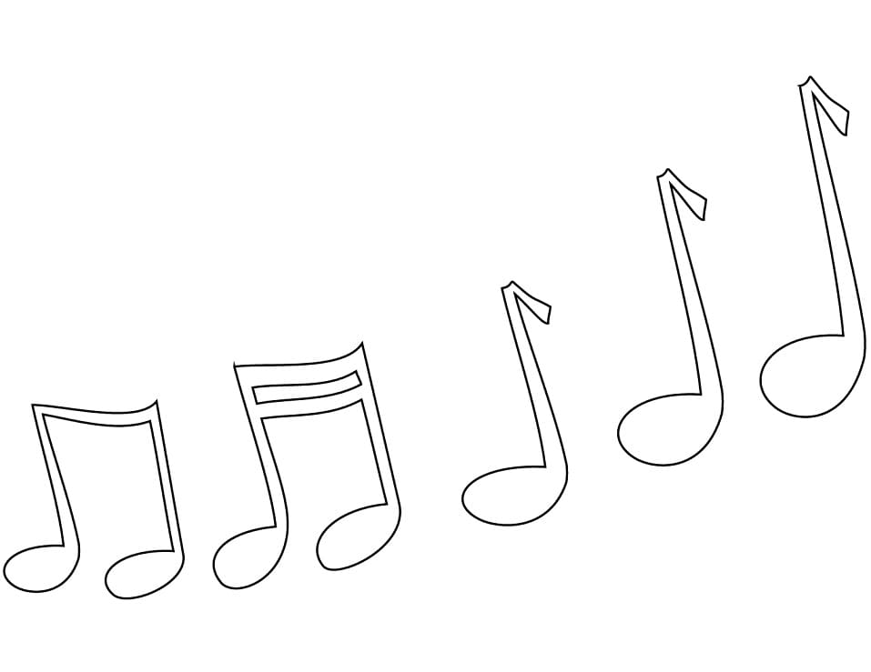 Music notes for kids coloring page