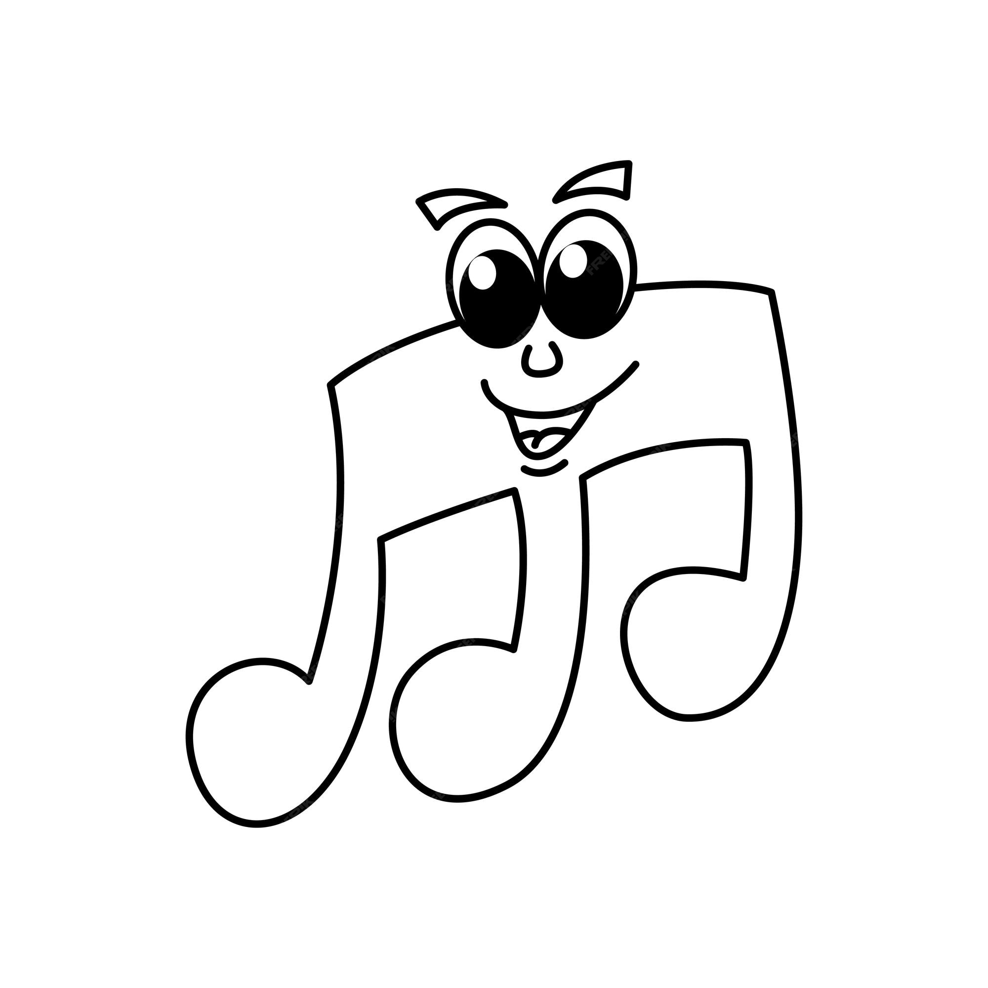 Premium vector funny note music cartoon characters vector illustration for kids coloring book