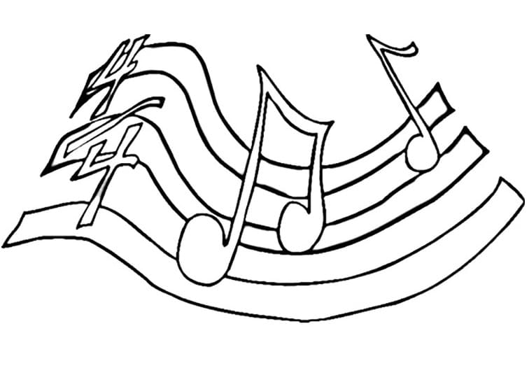 Music notes drawing coloring page