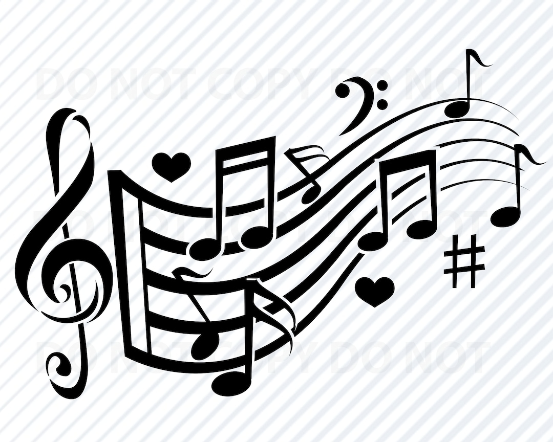 Music notes svg files silhouette clipart treble bass clef svg image musical notes svg eps png dxf clip art music png