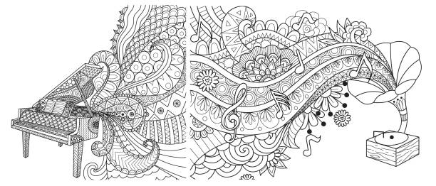 Music coloring pages stock illustrations royalty