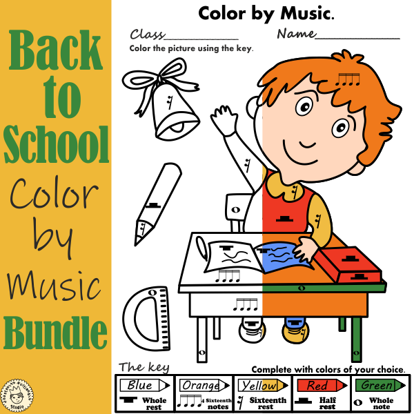 Back to school music coloring sheets color by note bundle made by teachers