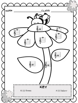 Spring music coloring sheets spring color by note activities