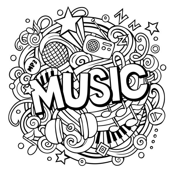Music coloring pages stock illustrations royalty