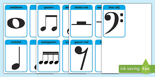 Music note values flash cards music teaching resources