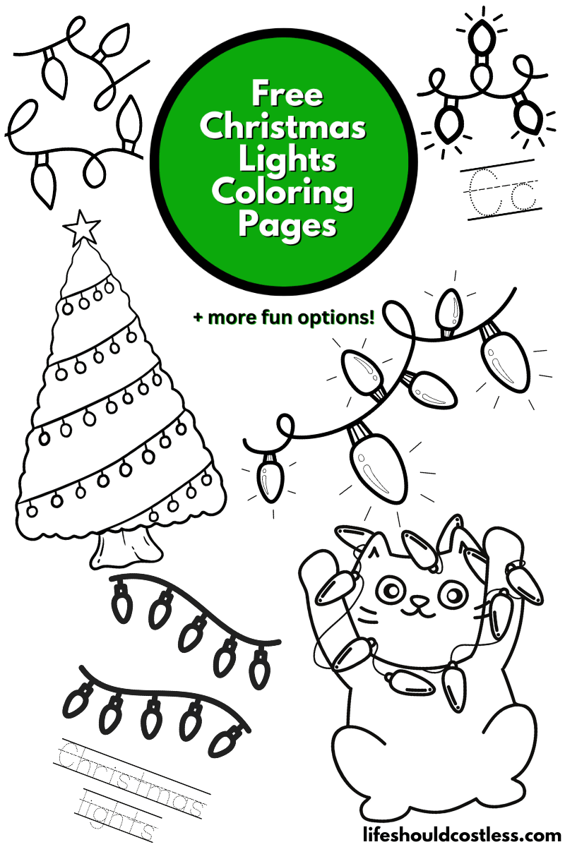 Christmas lights coloring pages free printable pdf templates