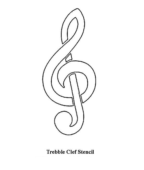 Treble clef stencil coloring page