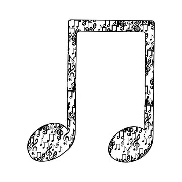 Musical note monochrome silhouette formed by musical notes vector illustration vector