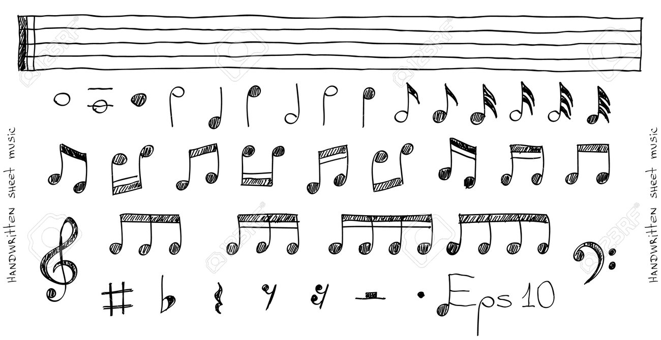 Musical note icons hand